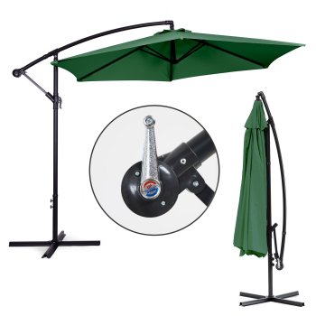 MultiGarden 3m Cantilever Garden Parasol with 6 Ribs, Green