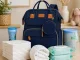 Multifunctional Mommy Bag Backpack with Crib and USB, Grey