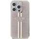 Guess iPhone 15 Pro Case IML 4G Gold Stripe, Pink