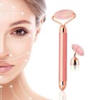 Rose Quartz Face and Neck Vibrating Massager Roller with Two Nozzles