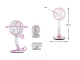 Wireless Foldable Desk Fan with LED Lamp, 5W, Pink