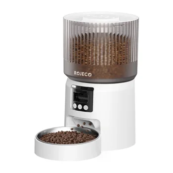 Rojeco RWSQLMSP-DP Smart Pet Feeder with 1080p Camera, 4 L