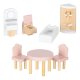 Wooden Dollhouse with Furniture and LED Light 78cm, Pink