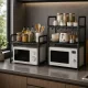 Kitchen Rack Over Microwave, 2 Tiers, Black