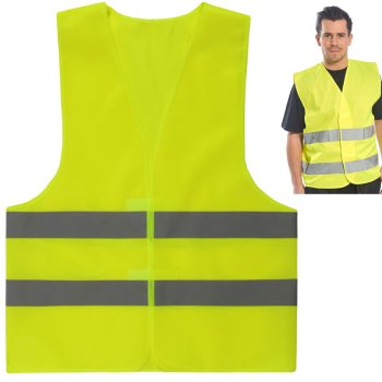 High Visibility Reflective Safety Vest EN 471 for Roadside Safety, Yellow, Size L