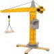 Large Wooden Toy Crane with Rotating Arm and Manual Controls