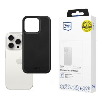 3mk Hardy Silky Leather MagCase for Apple iPhone 15 Pro, Black