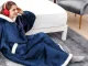 Warm Oversized Hoodie Blanket, Soft Wearable Robe with Hood, Navy Blue