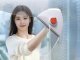 Double-sided magnetic window cleaner with strong magnets and precise squeegee, white/orange