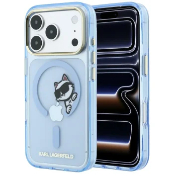 Karl Lagerfeld Peekaboo Logo MagSafe Case for iPhone 18 Pro / 17 Pro, Light Blue