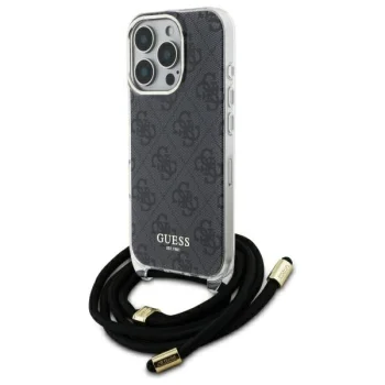Guess iPhone 16 Pro Max Case Crossbody Cord 4G Print, Black
