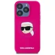 Karl Lagerfeld iPhone 15 Pro Max Case Silicone Karl Head Print MagSafe, Fuchsia