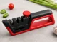 4-Stage Knife and Scissor Sharpener with Angle Adjustment, Red/Black