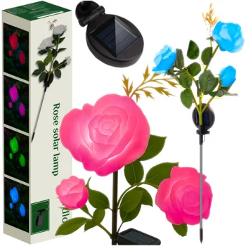 Gardlov 25282 Solar Garden Lamp LED Rose, 3 White Flowers