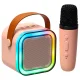 Karaoke set with portable Bluetooth speaker and microphone, USB, LED, pink