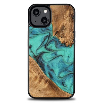 Apple iPhone 15 Plus 6.7'' Bewood Unique Wood and Resin Case Cover, Turquoise