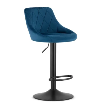 Leobert Swivel Bar Stool with Height Adjustment, Velour, Navy Blue
