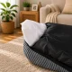 Soft Corduroy Dog and Cat Bed, Size M, 60x45cm, Dark Grey
