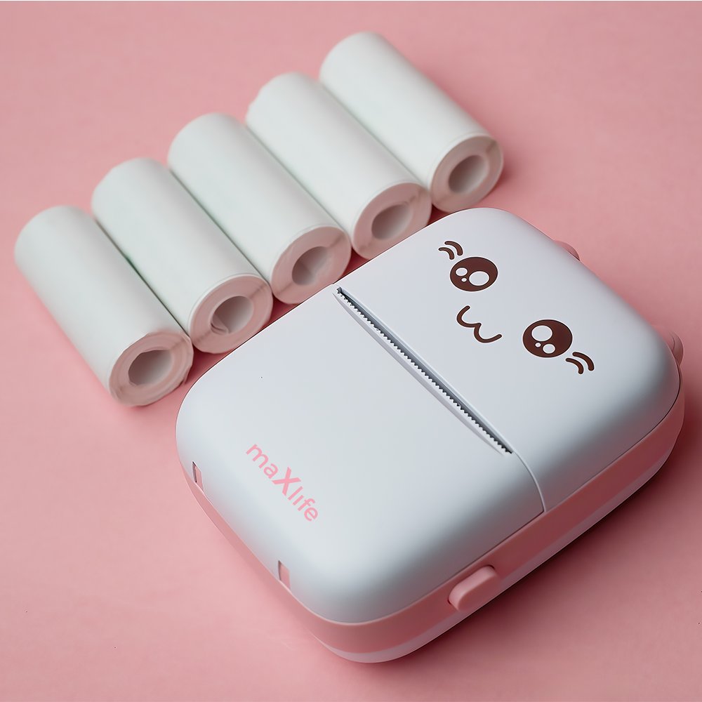Mini Thermal Sticker Printer Maxlife BT MXTP-100 for Photos & Notes, Pink (0)