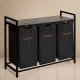 Massido 3-Compartment Laundry Sorter with Shelf 120 L