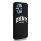 DKNY iPhone 15 Pro Case Liquid Silicone White Printed Logo MagSafe, Black