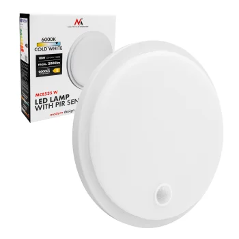 Maclean MCE535 W LED Light with PIR Motion Sensor, 10-18W, IP65, White