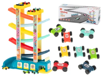 Multi-level Car Track with Garage and 8 Cars