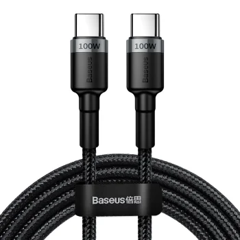 Baseus Cafule Nylon USB Type C to USB Type C Data Charging Cable 100W, 2m, Black