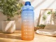 Motivational Water Bottle with Straw and Scale, 2000 ml, Blue/Orange