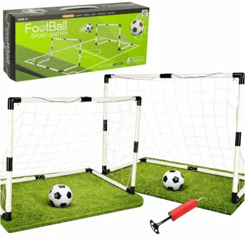 Kids Football Goal Set (2 pcs) with Balls and Pump, 95x48x70 cm