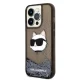 Karl Lagerfeld iPhone 14 Pro Case Liquid Glitter Choupette Black