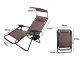 Garden Beach Deck Chair Folding Sunbed with Canopy and Cup Holder, Brown