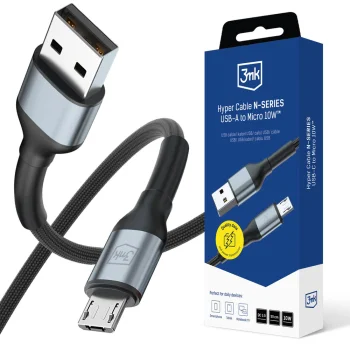 3mk Hyper Cable N-SERIES USB-A to Micro USB Cable 50cm 10W QC 3.0 - Black