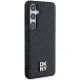 DKNY Samsung Galaxy S24 Case Leather Pattern Metal Logo MagSafe, Black