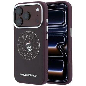 Karl Lagerfeld Point & Choupette Sketch MagSafe Case for iPhone 18 Pro / 17 Pro - Burgundy