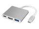 3-in-1 USB-C hub adapter with HDMI 4K and USB 3.0, white and silver