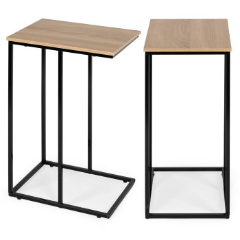 ModernHome C-Shaped End Table for Laptop Sofa Side Table with Metal Frame