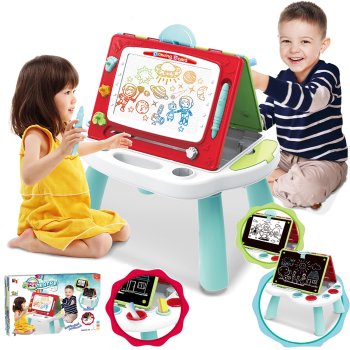2-in-1 Kids Art Easel with Magnetic Drawing Board and Chalkboard 667 628-95