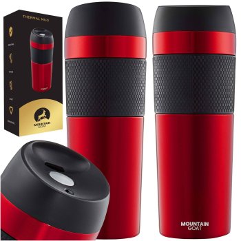 MOUNTAIN GOAT Thermal Mug Bottle Thermos Flask for Hiking Picnic 400 ml, Red