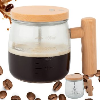 Self Stirring Mug Electric Glass Coffee Cup for Tea and Drinks, Rechargeable 400ml