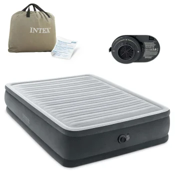 Intex 64414ND Double Air Mattress with Built-in Pump 203x152x46 cm, Grey