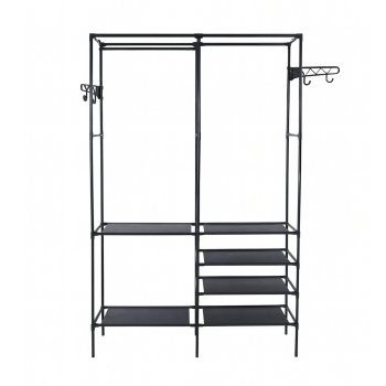 Garment Rack Heavy Duty Metal Clothes Rack with Shoe Shelf, Black