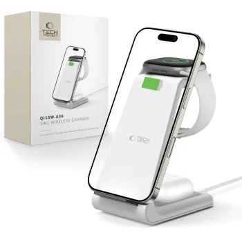 Tech-Protect QI15W-A36 3in1 Wireless Charging Station for Apple - White