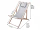 Folding Wooden Beach and Garden Sun Lounger with Pillow, Grey