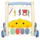 2-in-1 educational baby play mat and walker with piano, blue