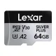 Lexar High-Performance Silver Plus microSDXC Memory Card 64GB with Adapter (LMSSIPL064G-BNANG)