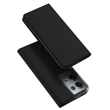 Dux Ducis Skin Pro Wallet Case for Oppo Reno 8 Pro with Stand and Card Slot, Black
