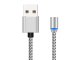 Magnetic 3 in 1 Charging Cable for USB C Micro USB and Lightning Devices 1m, silver