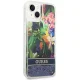 Guess Flower Liquid Glitter Case for iPhone 14, Blue