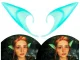 Artificial Elf Ears, Glow in the Dark, Silicone, Green-Blue